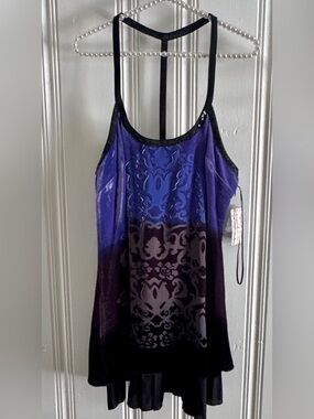 Free People Black Top with Leather Logo Tag